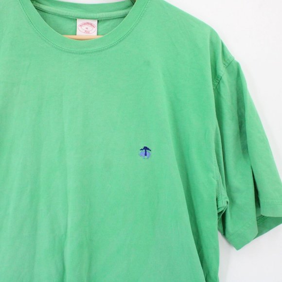 Vintage Brooks Brothers TShirt Mens Green Solid Short Sleeve Logo Embroidered XL - Picture 2 of 8